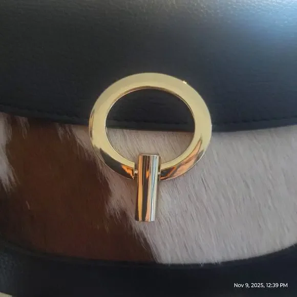 Charlie Leather Adeluccina Black Leather & Fur SM/Med Shoulder Bag/Crossbody-NWT - Picture 9 of 13